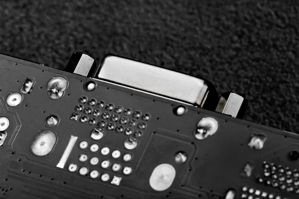 Close-up van conector van computer moederbord achterkant. Concept computer Hardware. — Stockfoto