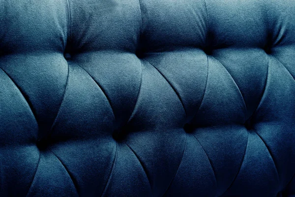 파란 피복 소파 질감 배경입니다. 가구의 개념 텍스처 — 스톡 사진