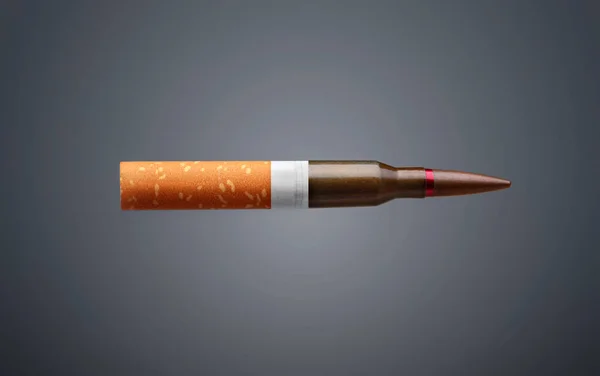 Kouření zabíjí. Cigareta jako kulka. Konceptuální obrázek. — Stock fotografie