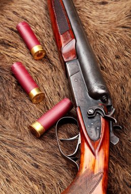 Retro av tüfeği closeup mermi ile avcılık. Seçici odak. Kavram avcılık