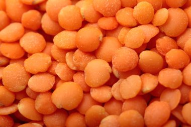 Turuncu mercimek yakın çekim. Doku. Seçici odak. Kırmızı mercimek