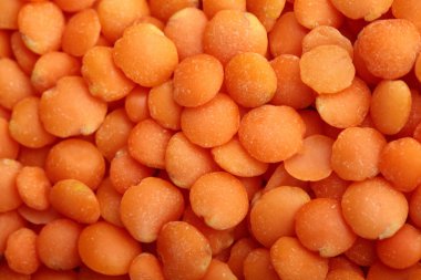 Turuncu mercimek yakın çekim. Doku. Seçici odak. Kırmızı mercimek