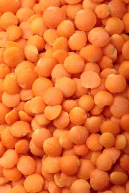 Turuncu mercimek yakın çekim. Doku. Seçici odak. Kırmızı mercimek