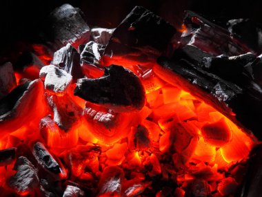 Kömür yanma portre. Yanan kömür doku