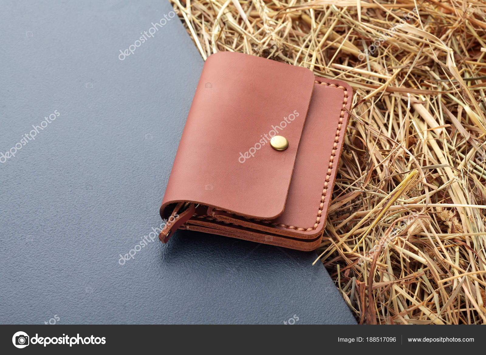 Cartera de hombre de cuero marrón hecha a Multicolor