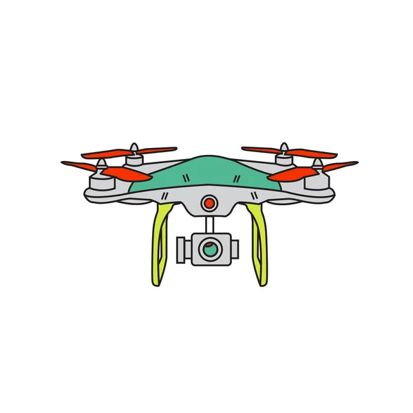 Quadcopter ベクトル。写真やビデオの記録を取ってカメラをリモートのドローン。ベクトル図 quadcopter。フラットなデザイン スタイル ドローン — ストックベクタ