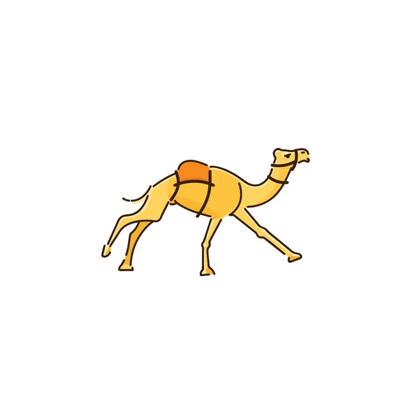 Логотип на верблюдах. Одногорбый верблюд Dromedar работает векторную иллюстрацию. Верблюд на белом фоне — стоковый вектор