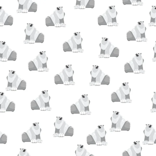 Eisbär Nahtloses Muster Auf Weißem Hintergrund Tiere Tapete — Stockvektor