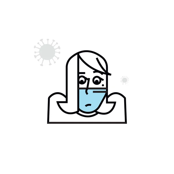 Homme Portant Masque Protection Contre Virus Fille Masque Jetable Protection — Image vectorielle