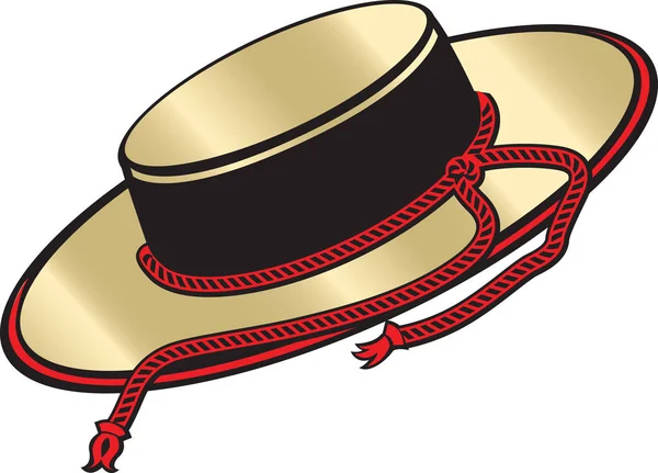 Испанская шляпа с красной лентой . — стоковый вектор