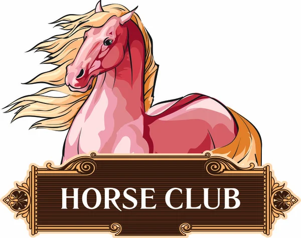 Banner do logotipo equestre do clube de cavalos com belo cavalo ilustrat — Vetor de Stock