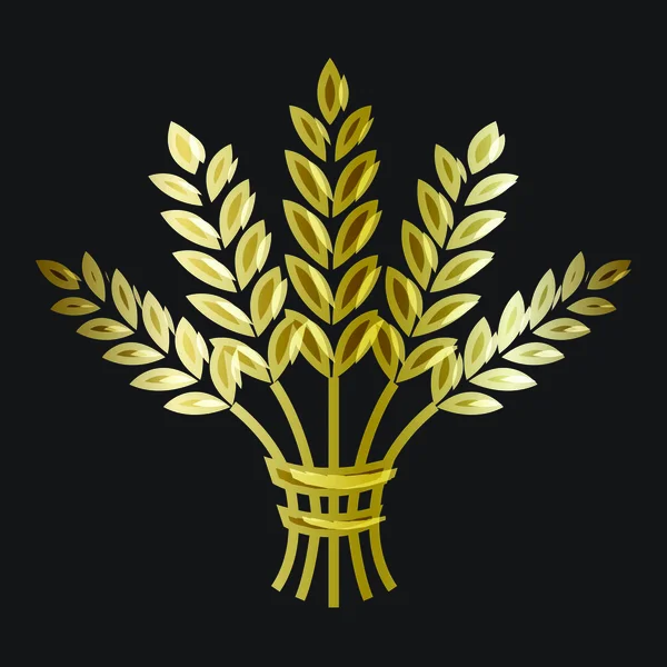 Gavilla de trigo maduro dorado sobre fondo negro . — Archivo Imágenes Vectoriales