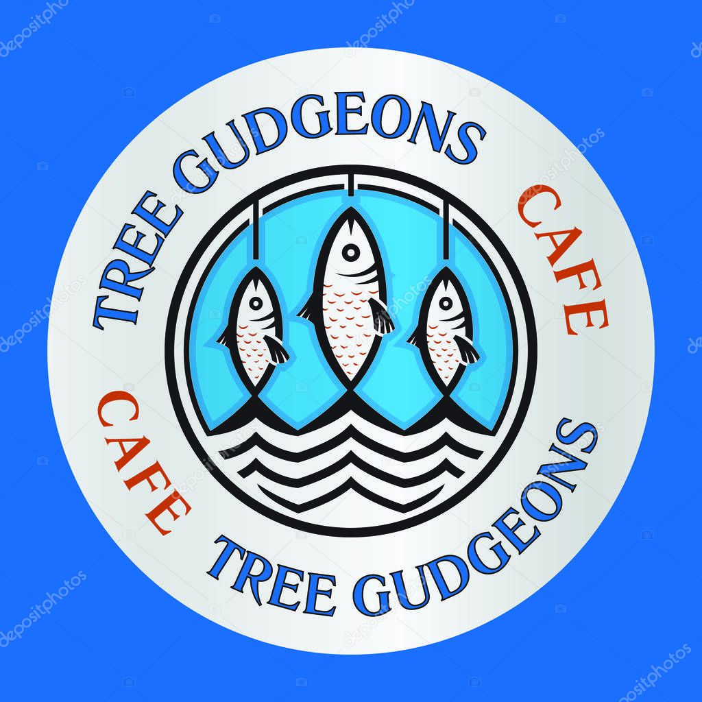 Gudgeons fishes as seafood cafe restaurant logo template.