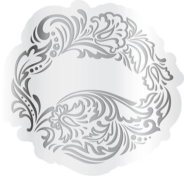 Kalligrafische zilveren bloemen sierlijke decoratief element frame borde — Stockvector