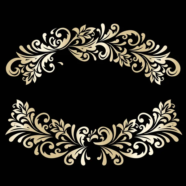 Lujoso oro adornado vector floral elemento decorativo en Russ — Vector de stock