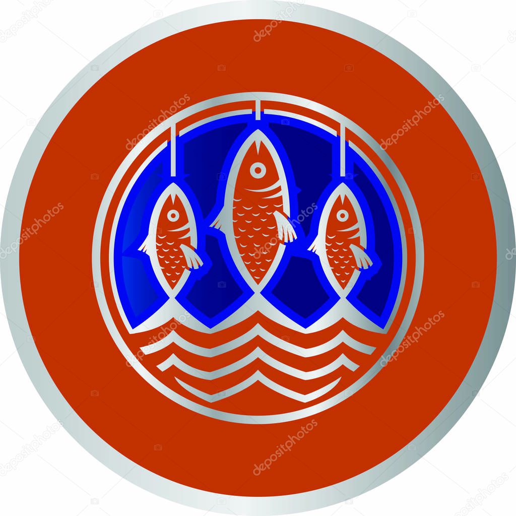 Three orange gudgeons fishes as logo template.