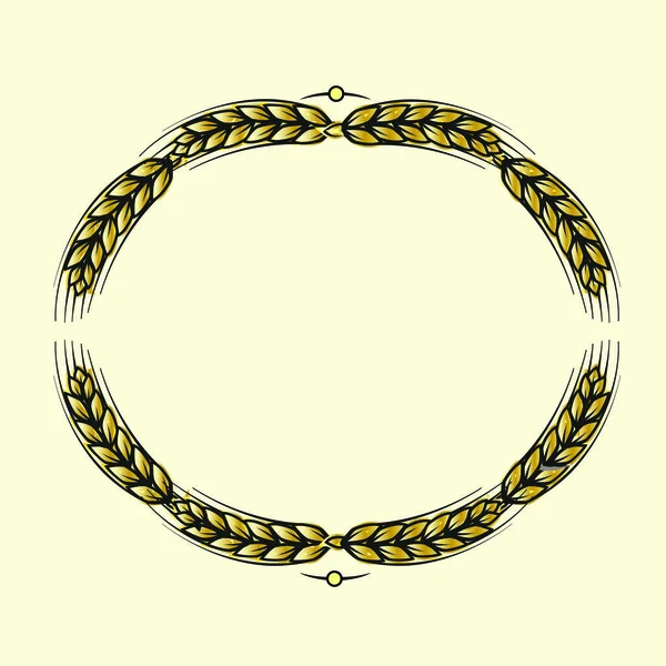 Золотые спелые колосья пшеницы рамка, граница, угол, шаблон логотипа . — стоковый вектор