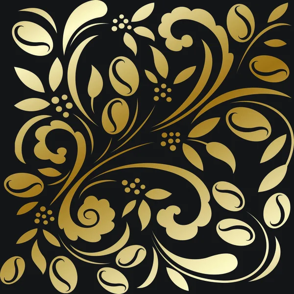 Kaffee Gold nahtlose Muster im russischen hohloma Stil. — Stockvektor