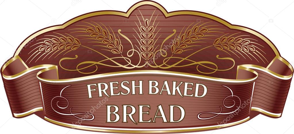 Gold wheat ears on elegant brown background. Bakery logo templat