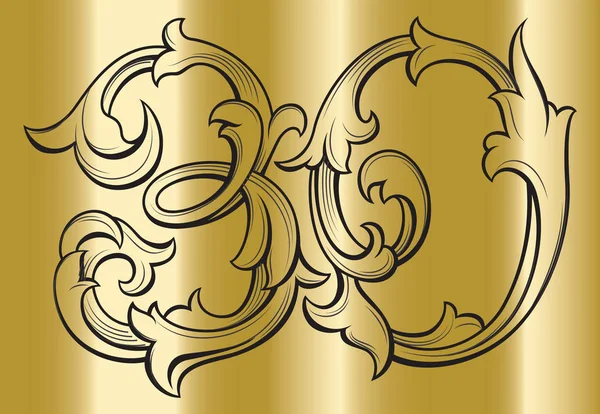 Elegant 30-årsjubileum barock segerrik stil logo templa — Stock vektor