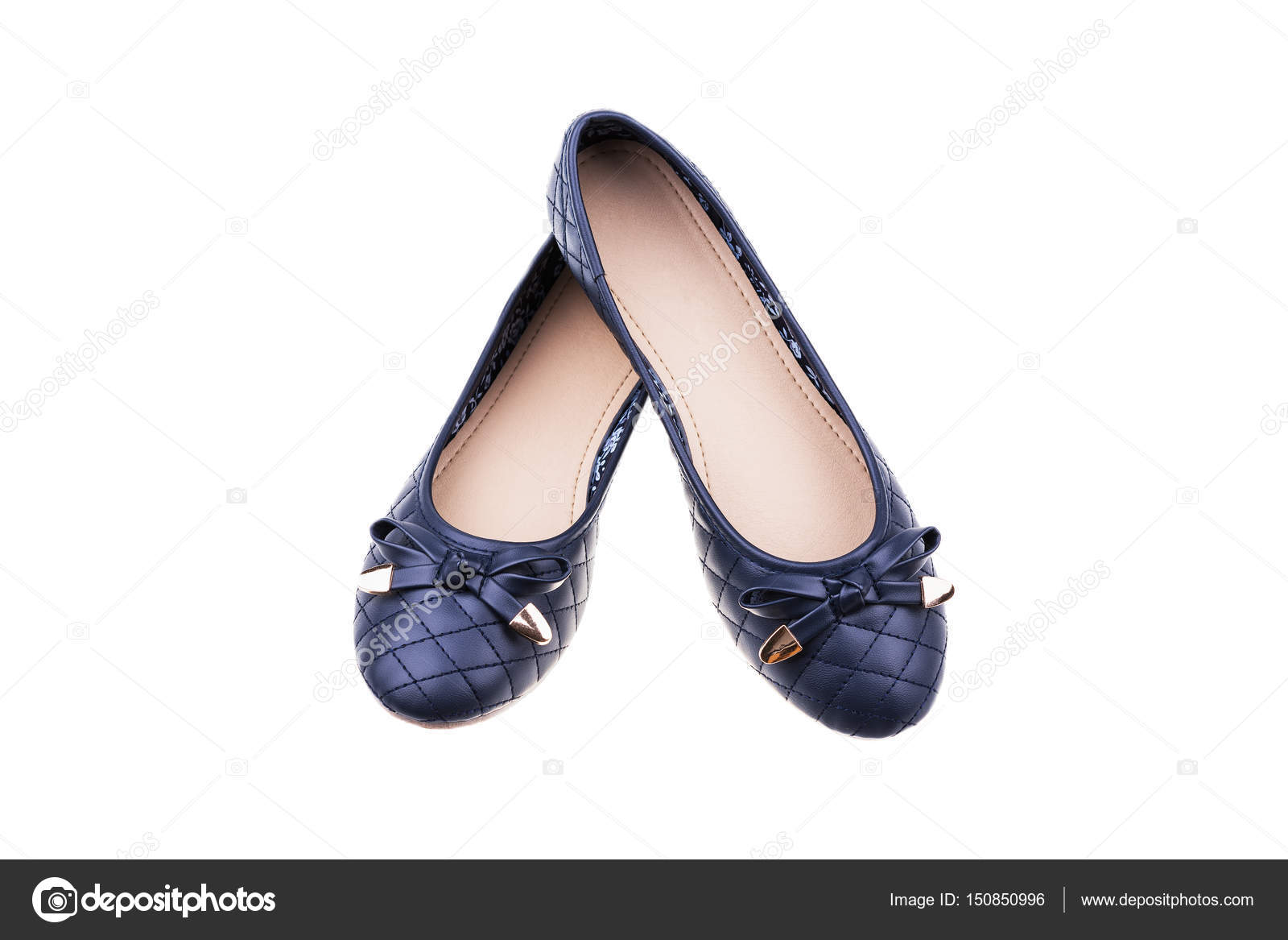 Pair of dark blue ladies' flat shoes 
