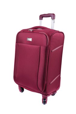 Beyaz arka plan üzerinde izole kırmızı kumaş çanta