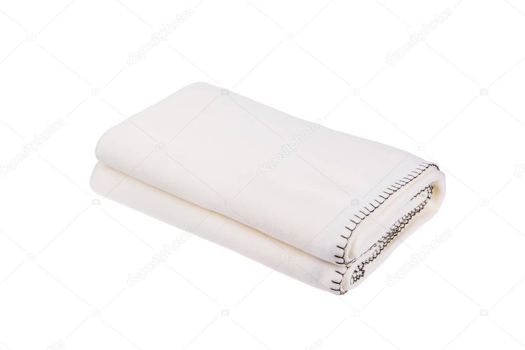 White wool blanket isolated on white background.