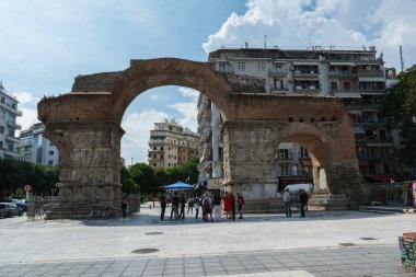 Thessaloniki, Yunanistan - 25 Mayıs 2017: Arch Galerius, daha çok bilinen adıyla Kamara, Selanik, Yunanistan. Bu Roman Emperor Galerius onurlandırmak için inşa edilmiştir.
