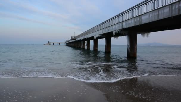 Stormachtige Winter Zwarte Zee Baai Van Burgas Bulgarije — Stockvideo