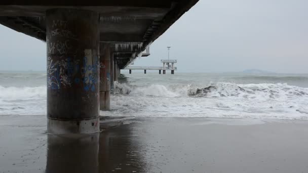 Inverno Tempestuoso Mar Negro Burgas Bay Bulgária — Vídeo de Stock