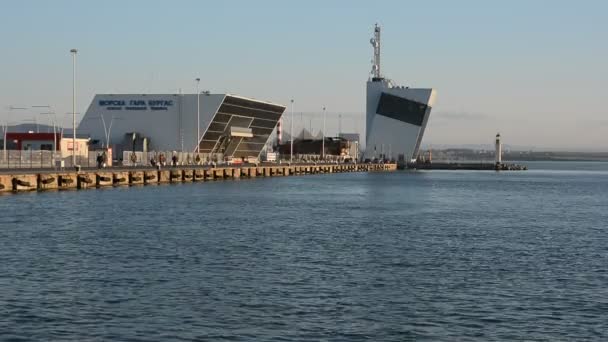 Burgas Bulgaria March 2018 Passenger Terminal Control Tower Seaport Burgas — Stock Video