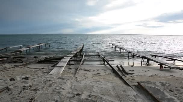 位于保加利亚 Ravda 附近渔村的五彩海景 海日落在黑海海岸 — 图库视频影像