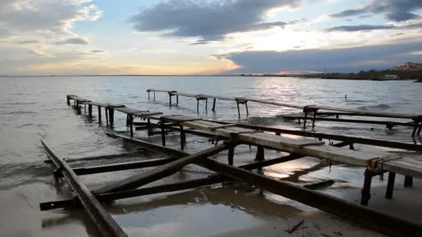 Färgglada Seascape Fiskeläget Omkring Ravda Bulgaria Havet Solnedgång Vid Svarta — Stockvideo