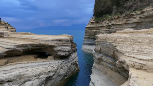 Het Kanaal Van Liefde Canal Amour Sidari Eiland Corfu Griekenland — Stockvideo