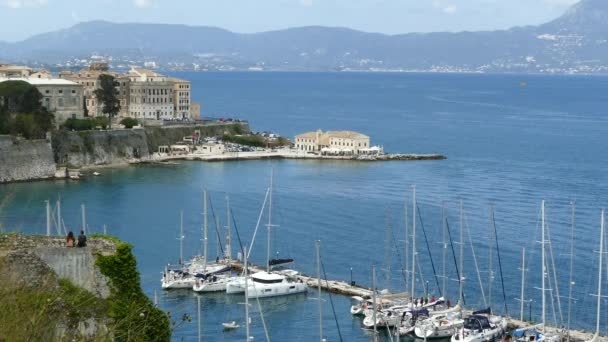 Altes Stadtbild Von Korfu Griechenland Blick Von Der Alten Festung — Stockvideo