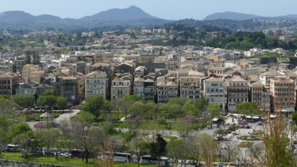 Old Corfu Town Cityscape Greece View Kerkyra Town Old Fortress — Stock Video