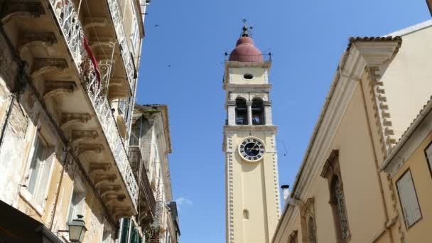 Iglesia Saint Spyridon Bell Tower Kerkyra Corfú Grecia — Vídeo de stock