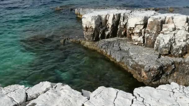 Blaue Lagune Strand Küste Kassiopi Dorf Korfu Insel Griechenland Felsige — Stockvideo