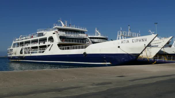 Corfu Grecia Abril 2018 Barco Ferries Agia Eirini Puerto Marítimo — Vídeo de stock