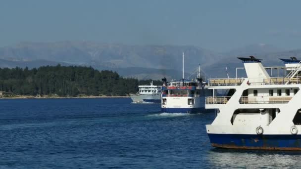 Corfu Greece April 2018 Ferry Boats Corfu Sea Port Kerkyra — Stock Video