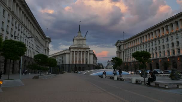 Sofia Bulgaristan Nisan 2018 Sofya Bulgaristan Başkenti Şehir Merkezinin Gece — Stok video