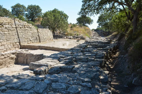 Türkiye Nin Çanakkale Kenti Yakınlarındaki Efsanevi Antik Truva Kentinin Kalıntıları — Stok fotoğraf