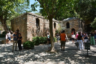 TURKEY, SELCUK, EPHESUS - 16 Ağustos 2017: Bakire Meryem 'in Evi (Meryemana), İsa' nın annesinin son evi olduğuna inanılıyor.