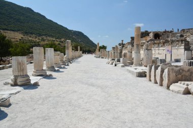 Türkiye 'deki antik Efes kentinin kalıntıları. Erken Hıristiyan Bazilikası.