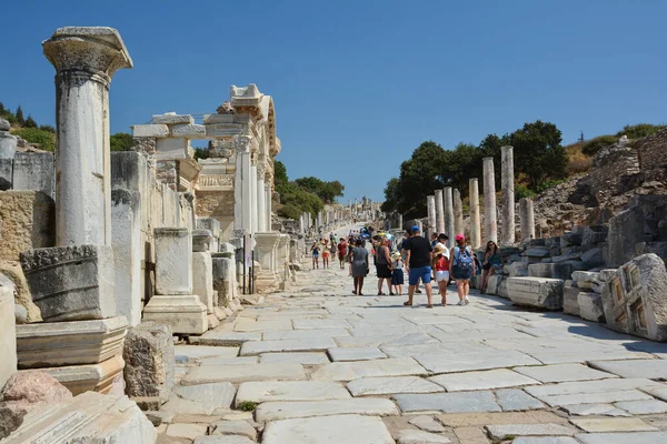 Ephesus Turkey 2017 Curetes Street Ephesus Ancient City Selcuk Turkey — 스톡 사진