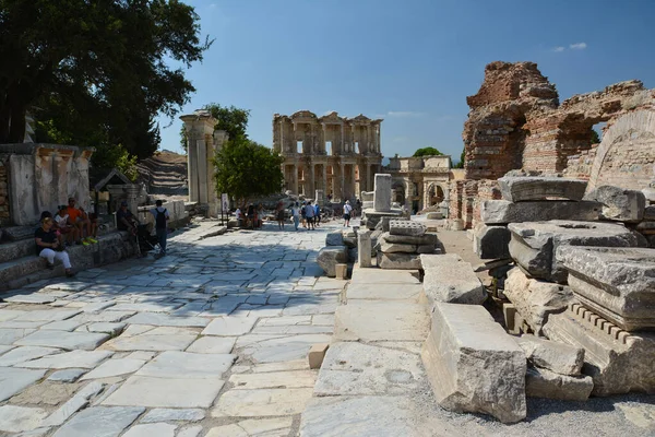Εφησοσ Τουρκια Αυγουστου 2017 Βιβλιοθήκη Σέλσου Στην Αρχαία Πόλη Της — Φωτογραφία Αρχείου