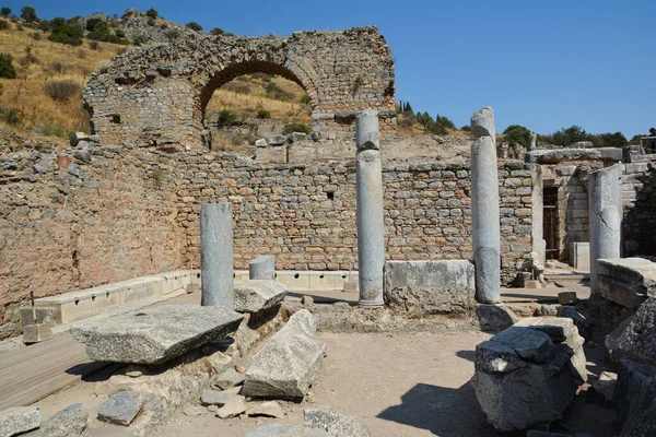 Ερείπια Της Αρχαίας Πόλης Της Εφέσου Στην Τουρκία Τουαλέτες Τουαλέτες — Φωτογραφία Αρχείου