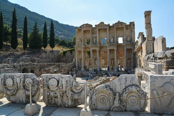 Epheszosz Törökország 2017 Augusztus Celsus Könyvtára Epheszosz Ókori Város Selcuk — Stock Fotó