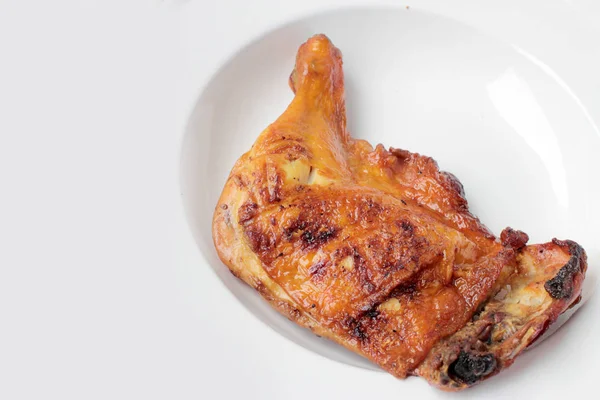 Piernas Pollo Parrilla Aisladas Sobre Fondo Blanco — Foto de Stock