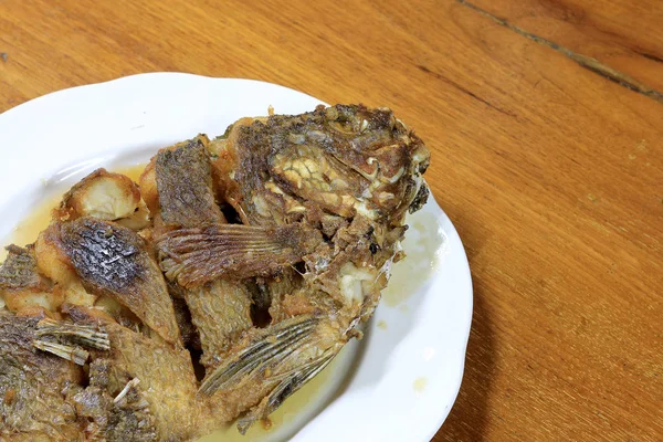 Peixe Tilápia Frita Profunda Pratos Carne Quente — Fotografia de Stock